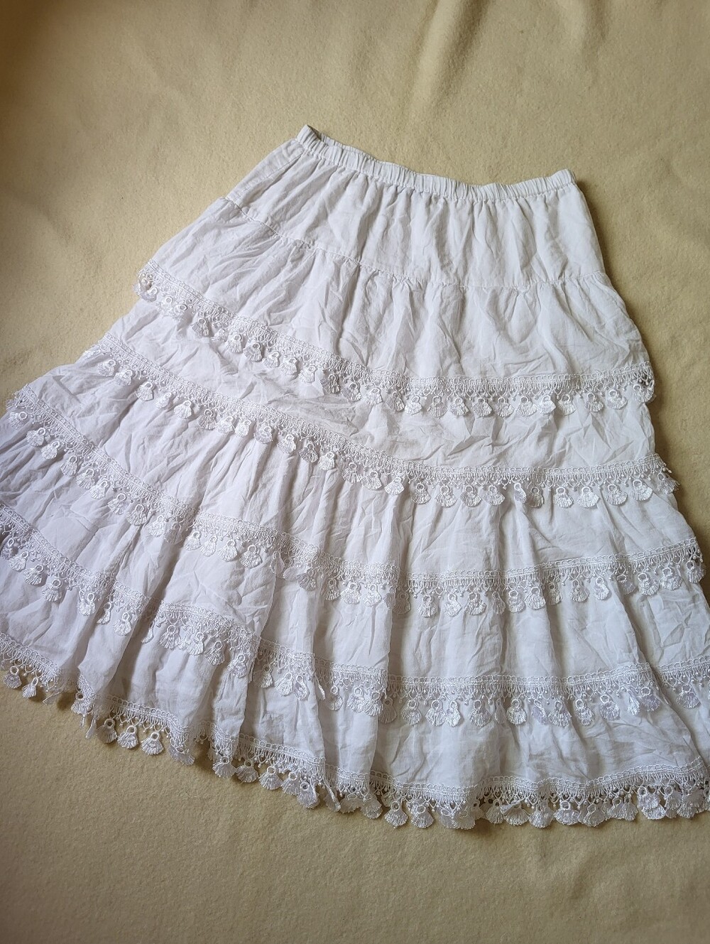 White Cotton Maxi Skirt Women's Size XL Gypsy Fairy Peasent